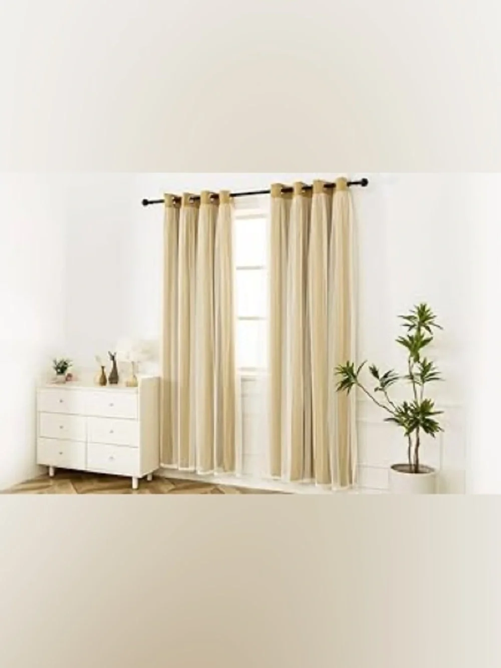 Lina Tan Drapes with Ivory Sheer Panels